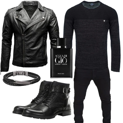 Schwarz/Grau/Dunkelgrau Jacke mit Seitlichem Reißverschluss/Vintage Lederjacke/Motorradjacke/KunstLederjacke/Bikerjacke Crone kombinieren