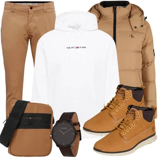 7/8-lang Outfit mit Beige/Braun/Khaki Skinny Hose/Twill Hose Tommy Jeans "Freizeit Outfit"