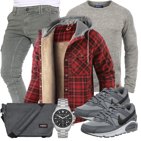 Rot/Grau/Bordeaux/Beige/Dunkelrot/Braun Holzfäller Jacke EUSMTD kombinieren