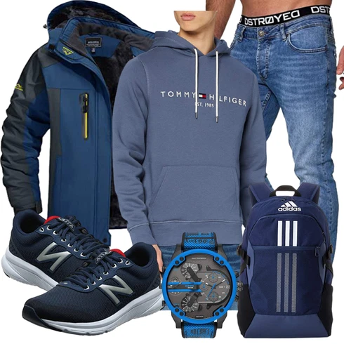 Blau/DunkelBlau/HellBlau Winterjacke/Wanderjacke/Trekkingjacke/Outdoorjacke/Skitourenjacke/Segeljacke/Skijacke MAGCOMSEN kombinieren