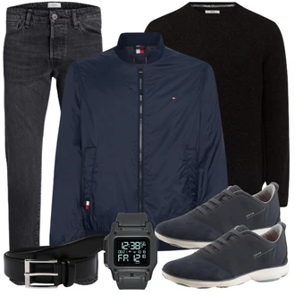 Outfit mit Schwarz Casual Gürtel/Breiter Gürtel/Frauengürtel Ohne Schnalle/Ledergürtel/Klassische Gürtel Boss "Freizeit Outfit"