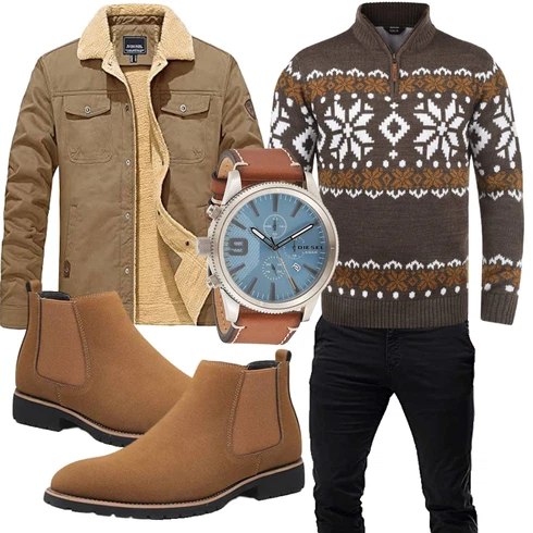 Hose MERISH kombinieren mit Braun/Khaki Outdoorjacke/Innenfutter Jacke/Fliegerjacke/Wachsjacke/Trachtenstrickjacke/Übergangsjacke Herbstjacke/Winterjacke KEFITEVD
