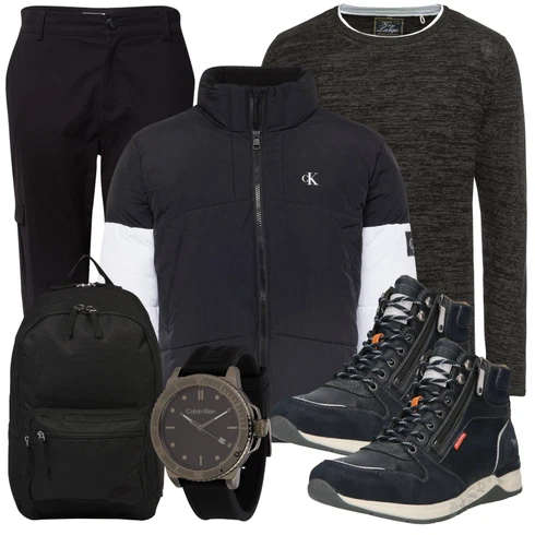 Kariert Schwarz/Dunkelblau CargoHose/Cargo-JoggingHose/Business Hose DAN FOX APPAREL kombinieren