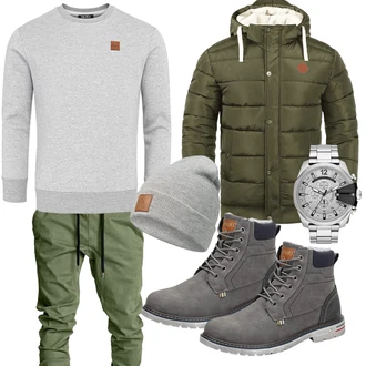 Outfit mit Grau Hut/Winter Parka Occulto "Freizeit Outfit"