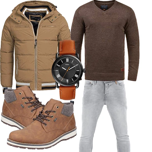Braun Accessoire/Winter Parka/Regenjacke Indicode Jeans kombinieren