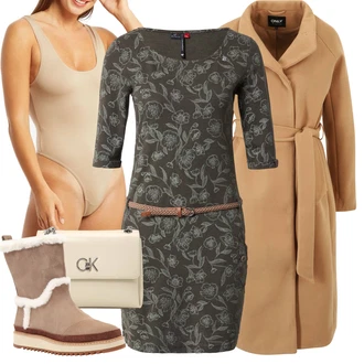 sníh Outfit s Zelená Kozačka Plochá Kotníková Bota/Ovčí Kožešinová Bota/Zimní Kozačka z jehněčí kůže/Kotníková Bota s Podšívkou/Zimní kotníková bota/Zimní bota TOMS "Módní zimní outfit"