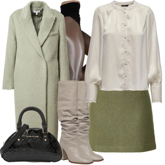 Dlouhé / Maxi Outfit s Černá Taška Přes Rameno/Batoh river island "Módní zimní outfit"
