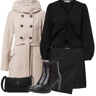 Krátká Outfit s Černá Sukně Áčkového Střihu/Sukně Pro Vysokou Školu/Moderní Sukně/Kalhotová Sukně/Sukně Pro Školní Uniformu/Tenisová Sukně/Unisex Sukně/Zavinovací Sukně Only "Módní zimní outfit"