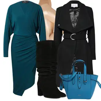 Jesen Outfit sa Crna Čizma na Špic/Čizma Iznad Koljena/Široke čizme/Čizma do Koljena/Duga Čizma/Čizma na visoku petu Karolina Kurkova Originals "Moderan zimski outfit"