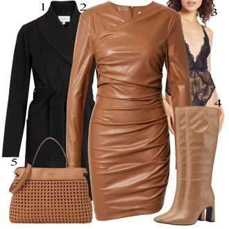 Outfit s Černá Tělo Průhledný Body/Krajkový Body/Bodystockings Dorina "Zimní look"