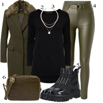 Outfit sa Crna Chelsea Gležnjača/Gumena Gležnjača/Kožna Jakna/Ravna Gležnjača LEMON JELLY "Tvoj otmjeni outfit"