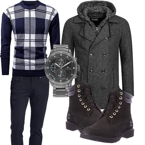 Blau Wintermantel/Winter Parka Indicode Jeans kombinieren
