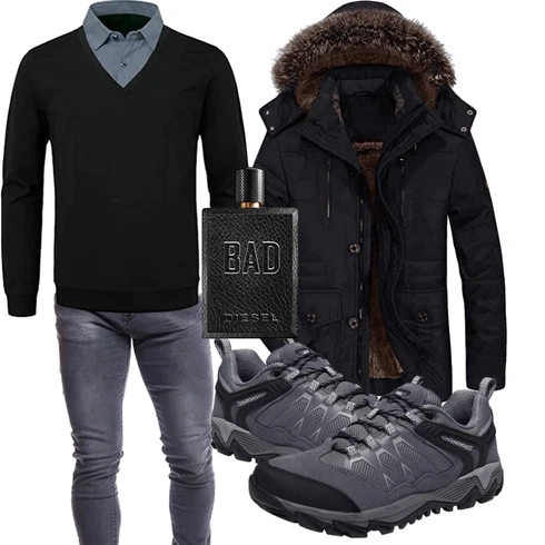 Lang Schwarz Übergangsjacke Herbstjacke/Kapuzenjacke/Parka-übergangsjacke/Wachsjacke/Winter Parka/Winterjacke FTCayanz kombinieren mit Schwarz Übergangsjacke Herbstjacke/Kapuzenjacke/Parka-übergangsjacke/Wachsjacke/Winter Parka/Winterjacke FTCayanz