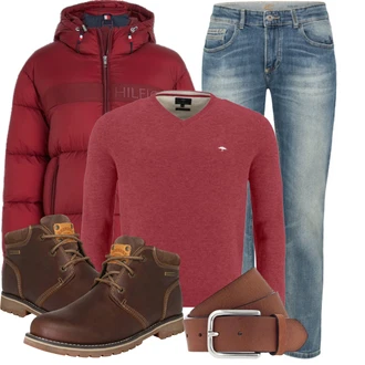 Mit Absatz Outfit mit Braun/Dunkelbraun/Beige Klassischer Stiefel/SchnürStiefelette/Schnürschuh/Gefütterte Stiefelette/Sicherheitsschuh/Trekkingstiefel/Wasserdichter Stiefel/Wasserfester Schuh Dockers by Gerli "Outfit für den Winter"