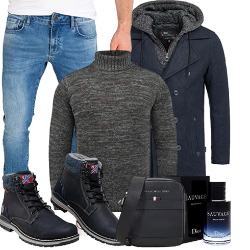 Blau Winter Parka/Wintermantel Indicode Jeans kombinieren