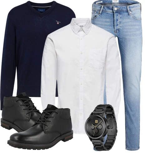 Grau/Weiß/Creme Business Hemd/BusinessHemd/Musselin Hemd/Bügelfreies Hemd/Casual Hemd/Hemdbluse Only & Sons kombinieren