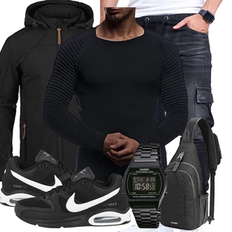 Winter Outfits Feine mit Schwarz/Mischfarben Unkategorisiert Leif Nelson "Outfit für den Winter"Look: Schön, Empire, Ausgefallene, Moderne, Feine, Coole, Fließende, Business