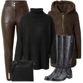 Outfit sa Smeđa/Kaki/Siva/TamnoSmeđa/Tamnozelena Kaput od Vunenog Flisa/Kaput od Flisa/Teddy Kaput/Pleteni Flis Kaput/Krzneni Kaput Urban Classics "Outfit za zimu"