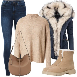 teplý Outfit sa Plava/Tamnoplava/Svjetloplava Parka velike veličine Navahoo "Outfit za zimu"