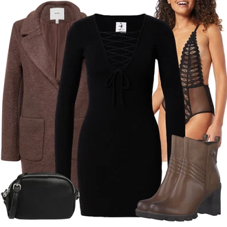 Outfity na zimu s hlubokým výstřihem s Černá VIERVIER "Outfity na zimu"