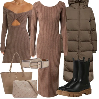 Outfit s Hnědá/Béžová/Fialová Nezařazené millane "Outfity na zimu"