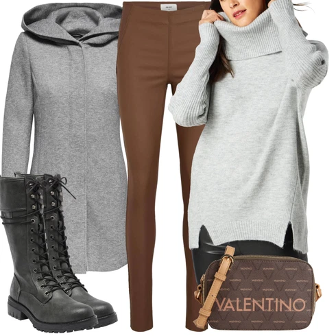 Kombinace Hnědá/Khaki/Tmavě hnědá/Béžová Jeggings/Legíny s Rozparkem/Legíny Kožený Vzhled/Skinny Kalhoty/Tregíny/Kožený legíny/Kalhoty z Umělé Kůže/Úzká Kalhoty Object