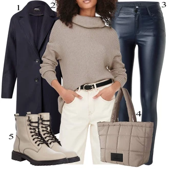 Outfit s Šedá Kozačka Šněrovací Kotníková Bota Tamaris "Zimní Outfit"