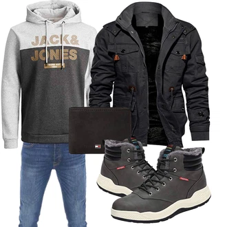 Winter Outfits Streetwear mit Schwarz/Hellgrau/Dunkelgrau/Grau Wasserdichter Stiefel/Wasserdichter Outdoorschuh/Wasserfester Schuh/Herren Lederschuhe/Winter Sneaker Dannto "Perfekt für den Winter"Look: Sportlich, Goa, Outdoor, Indoor, Workwear, Unisex, Trendige, Smart Casual, Streetwear, Casual