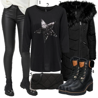 Outfit sa Crna Majica s 3/4 rukavima Only "Tvoj otmjeni outfit"