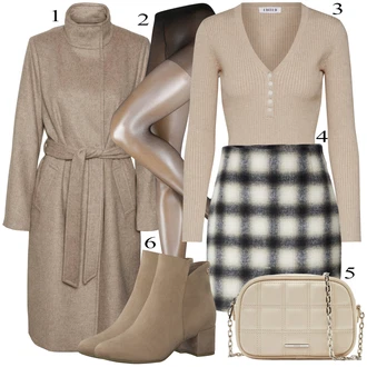Outfit s Růžová/Fialová/Hnědá/Béžová Kozačka Kožená kotníková bota/Letní kotníková Kozačka/Kotníková Bota s Podšívkou/Špičatá Kozačka Tamaris "Zimní Outfit"
