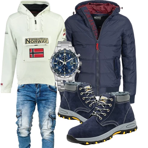 Blau Overall/Winter Parka/Regenjacke Indicode Jeans kombinieren