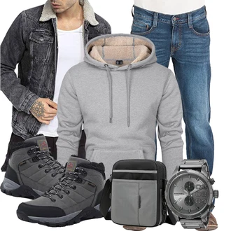 Groß Outfit mit Grau/Hellgrau/Khaki KapuzenPullover/Strick Hoodie/Unisex Hoodie/Hoodie/Sport Hoodie/Ausgefallener Hoodie KEFITEVD "Perfekt für den Winter"