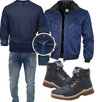 Winter Outfits Smart Casual mit Dunkelblau/Blau Pullover mit Stehkragen/Women's Fleece Sweatshirts/Sport Sweatshirt MAGCOMSEN "Perfekt für den Winter"Look: Casual, Sportlich, Outdoor, Rad, Skater, Unisex, Workwear, Smart Casual, Classic, Oversize, Streetwear, Preppy, Premium