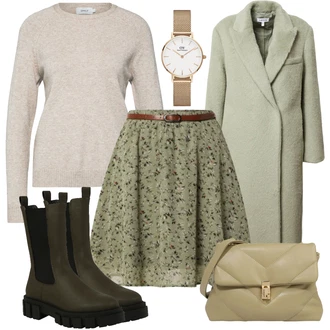 Old Money Outfit s Krémová/Zlatý Řetízkové Hodinky/Náramkové Hodinky/Baterie hodinek/Nástroj pro Hodinky/Dárkový set hodinek Daniel Wellington "Perfektní na zimu"Look: Lesk, Burleska, Klasické, Elegantní, Kovbojka, Disko, Old Money, Retro, 80tá léta