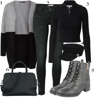 Outfit s Černá/Tmavě modrá/Tmavě zelená Pouzdro/Collier/Sportovní doplněk/Peněženka Expatrié "Ležérní Outfits"