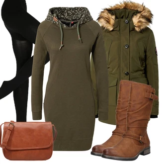 Kratka/mini Outfit sa Crna Haljina/Dodatak Ragwear "Savršen za zimu"