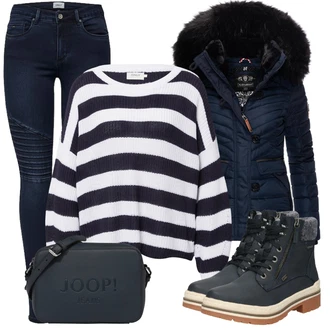 teplý Outfit sa Tamnoplava Prošivena Jakna/Izuzetna jakna/Jesenska jakna/Pernata Jakna/Zimska Parka/Jakna s Kapuljačom/Zimska Jakna/Puferica Jakna/Donja Jakna Navahoo "Savršen za zimu"