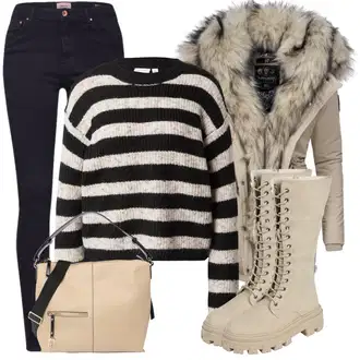 Outfit sa Narandžasta/Tamnocrvena/Crvena/Smeđa Kožna Jakna/Push-up Traperice/High Waist Traperice/Muška Kožna Jakna/Traperica Niskog Struka/Traperica Niskog Struka/Traperice Slim Kroja/Kožne Cipele/Trenerke Traperice/Bikerske Traperice Only "Savršen za zimu"