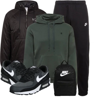Winter Outfits Smart Casual mit Grau/Dunkelblau/Dunkelgrau/Blau/Hellgrau Sneaker Low/Skateschuh/Vintage Sneaker/Winter Sneaker/Schmaler Sneaker Nike Sportswear "Sportliches Winter Outfit"Look: Empire, Smart Casual, Streetwear, Skater, Schön, Classic, Premium, Elegant, Esthetische, Sportlich, 90er