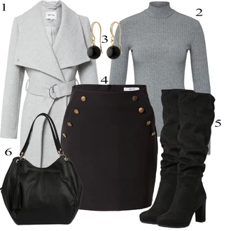 Kombinacije za festival sa Crna/Tamnoplava/Siva/Kaki Suknja About You "Tvoj otmjeni outfit"