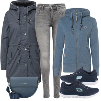 Zima Outfit s Šedá Zimní Bund/Zimní Kalhoty/Sněhová Bund Ragwear "Stylový zimní outfity"