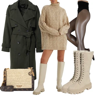 Outfit s Béžová/Hnědá/Khaki millane "Stylový zimní outfity"