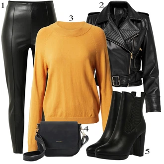 Outfit s Žlutá Sveter Svetr z Jemné Pleteniny VERO MODA "Zimní Outfit"