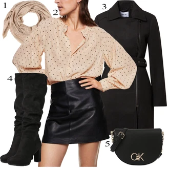 Outfit s Dlouhé Šaty/Dlouhá tylová sukně/Doplňek/Taška/Dlouhý Zimní Kabát Calvin Klein "Zimní Outfit"