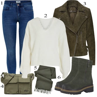 Outfity na zimu krajkou s Krémová/Bílá/Khaki/Béžová Jednoduchý Svetr/Svetr Carmen/Svetr z Jemné Pleteniny/Zimní Svetr/Basic Svetr/Svetr s Výstřihem/Kašmírový Svetr/Svetr Niki/Pletený Svetr/Vlněný Svetr Vila "Outfity na zimu"