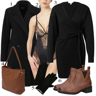 Krátká/mini Outfit s Červená Doplňek/Shopper taška About You "Módní zimní outfit"