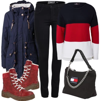Outfity na zimu s Červená/Vícebarevný/Tmavě modrá/Bílá Svetry 2 v 1/Basic Svetr/Svetr Carmen/Kašmírový Svetr/Pletený Svetr/Svetr Niki/Svetr na kojení/Svetr s Kulatým Výstřihem/Jednoduchý Svetr/Pruhovaný Svetr/Zimní Svetr/Vlněný Svetr Zwillingsherz "Trendový zimní vzhled"