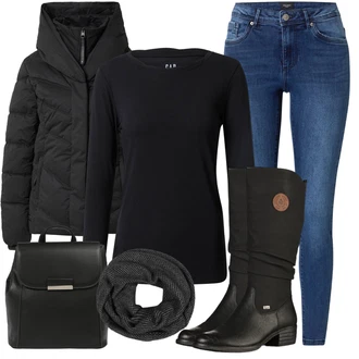 Outfity na zimu s Černá Batoh Tom Tailor Denim "Trendový zimní vzhled"