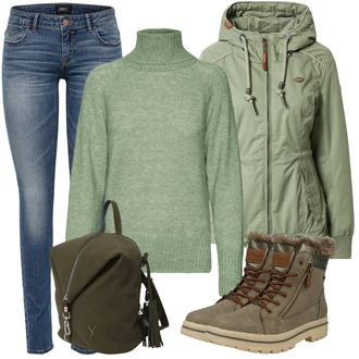 Outfity na zimu Ležérní s Modrá/Světle modrá/Tmavě modrá Džíny Push up Džín/Zimní bunda/Džín s Nízkým Pasem/Kotníková Bota/Slim Fit Džíny/Kožené Boty/Džíny s Nízkým Sedem/Navlékací Džíny Only "Trendový zimní vzhled"Look: Trendový, Bezešvé, Ležérní