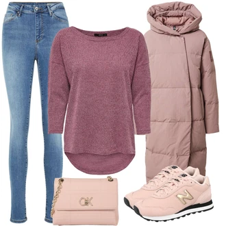 Outfit s Růžová/Béžová/Modrá Teniska/Zimní bota New Balance "Trendový zimní vzhled"